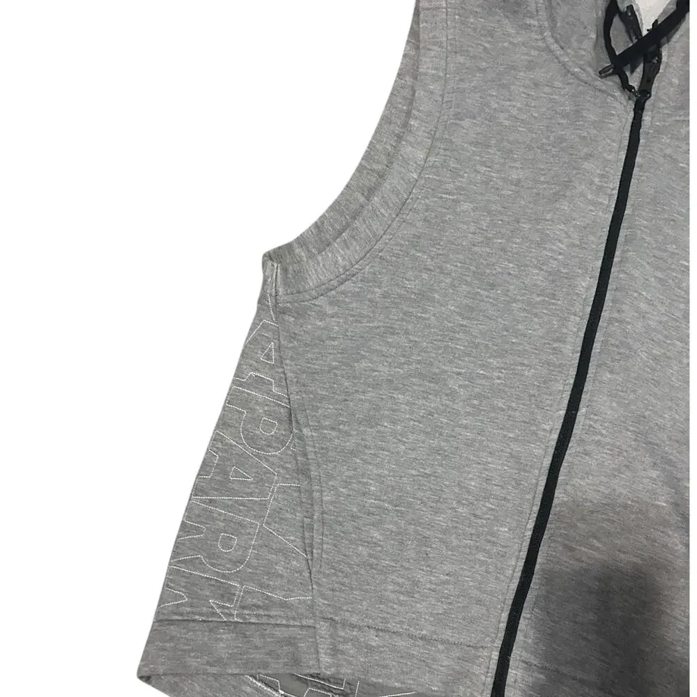 Ivy Park | Heathered Grey Quilted Logo Hooded Vest Size Medium